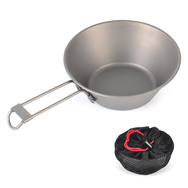 300ml Ultralight Titanium Bowl with Collapsible Handle for Home Outdoor