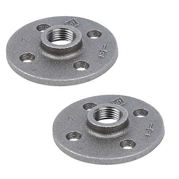 STZ 310 F-12-2 Black Malleable Iron Floor Flange, 1/2-Inch, 2-Pack