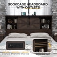 thumbnail image 4 of VanAcc King Size Wooden Platform Storage Bed Frame with 51.2" Wood Bookcase Headboard(Brown), 4 of 7