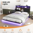thumbnail image 5 of Zimtown Queen Floating Bed Frame, Platform Bed with Charging Station, No Box Spring Needed, Black, 5 of 12