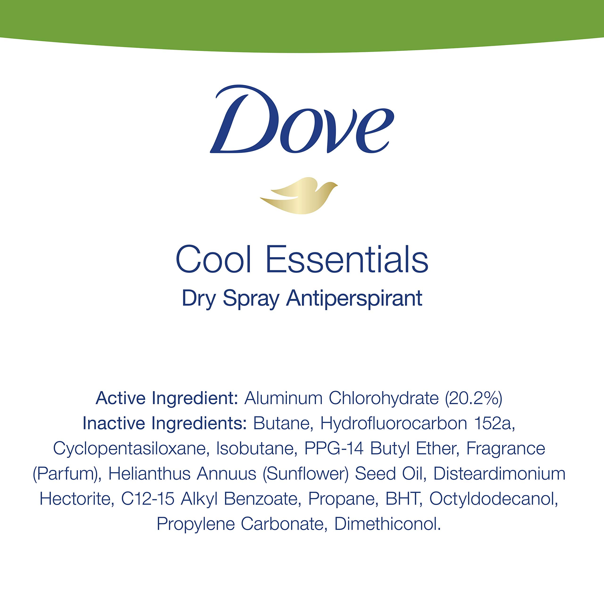 Dove Advanced Care Dry Spray Antiperspirant Deodorant For Women, Cool Essentials, For 48 Hour Protection And Soft And Comfortable Underarms, 3.8 Oz, 3 Count