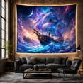 thumbnail image 6 of Sailing Ship and Celestial Portal Tapestry Wall Hanging, 6 of 7