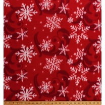 Fleece Snowflakes Snow Swirls on Red Winter Christmas Holiday Fleece Fabric Print by the Yard (7968M-11C)