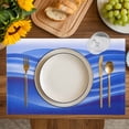 thumbnail image 4 of Blue Striped Placemats Set of 4, Modern Abstract Art Wave Moire Gradient Placemats for Dining Table, Place Mats for Kitchen Tabletop, Waterproof Wipeable Dining Table Mats Set, 4 of 9