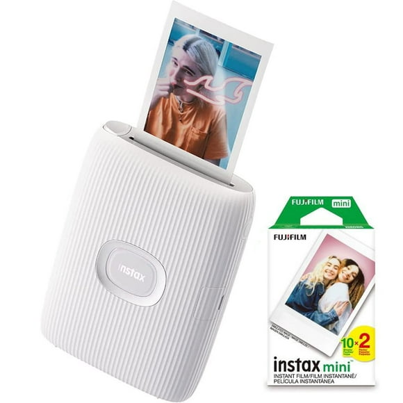 Fujifilm 16767155 Instax Mini Link 2 Impresora para smartphone Clay White Bundle con Instax Mini Twin Pack Instant Daylight Film 20 disparos