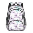 thumbnail image 2 of Butterfly and Purple Teal Pattern Backpack for School, Cute School Bag with Adjustable Shoulder Straps and Padded Back, 16.9"x12.6"x5.9", 2 of 4