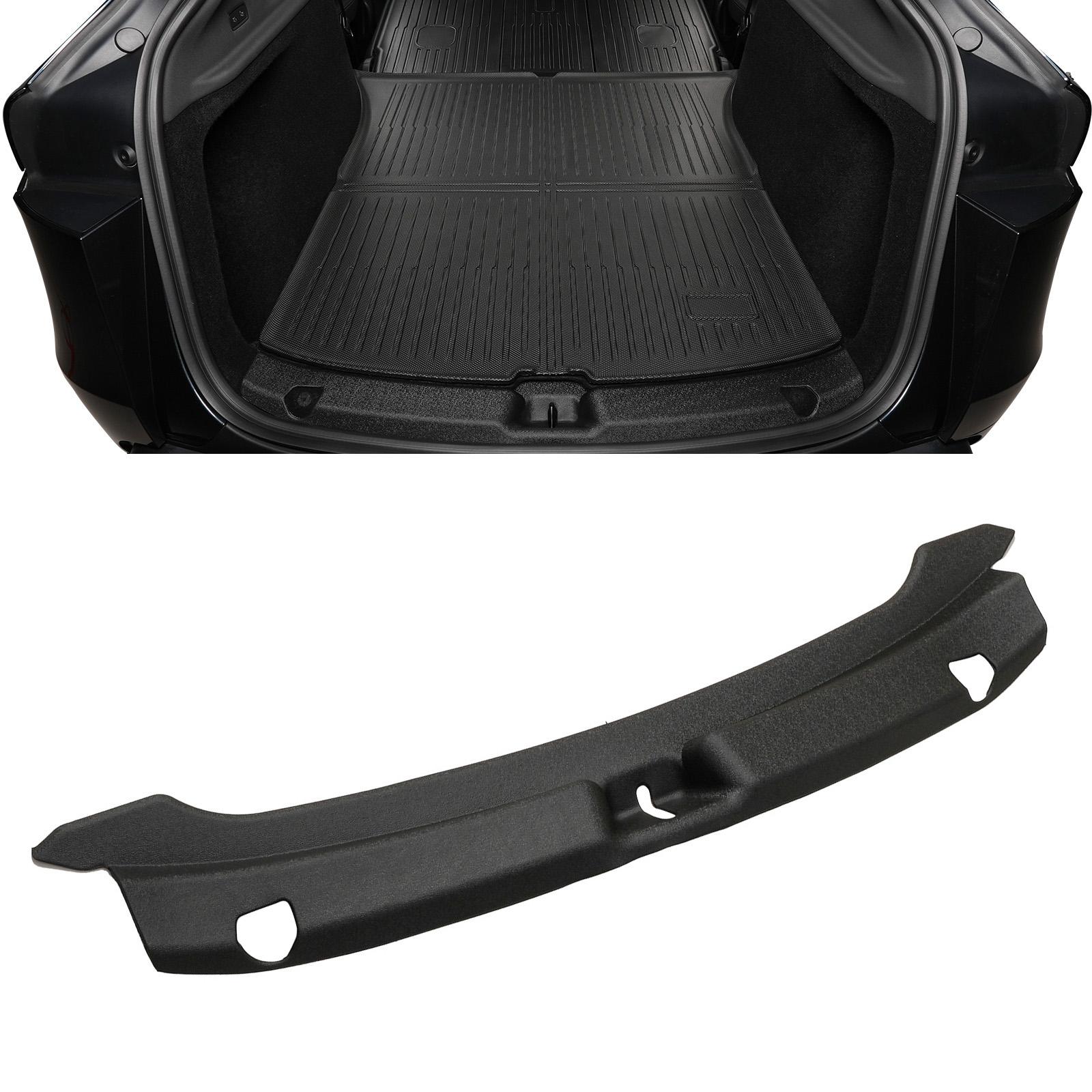 Ikon Motorsports TPE Thermo Plastic Elastomer Rear Trunk Sill Bumper Guard Protector Cover Interior Accessories For 2026 Tesla Model Y Juniper, Black