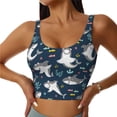 thumbnail image 1 of Balery Friendly Sharks Sujetadores deportivos con espalda cruzada para mujer, acolchados, sin costuras, de alto impacto, ideales para yoga, gimnasio, entrenamiento y fitness.-XX-Large, 1 of 8