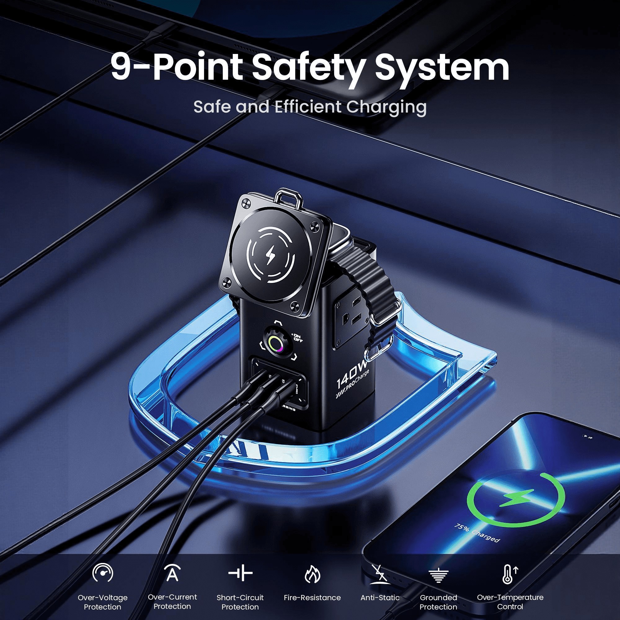 PISEN 8-in-1 Charging Station, 140W Charging Station for Multiple Devices, Magnetic Qi2 Wireless Charger for iPhone Series, Wireless Charging Station for Apple Watch