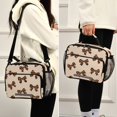 thumbnail image 5 of Insulated Lunch Bag 6L Leak-Proof Lunch Box with Shoulder Strap Multiple Pockets Lunch Tote Cute Brown Bow, 5 of 9