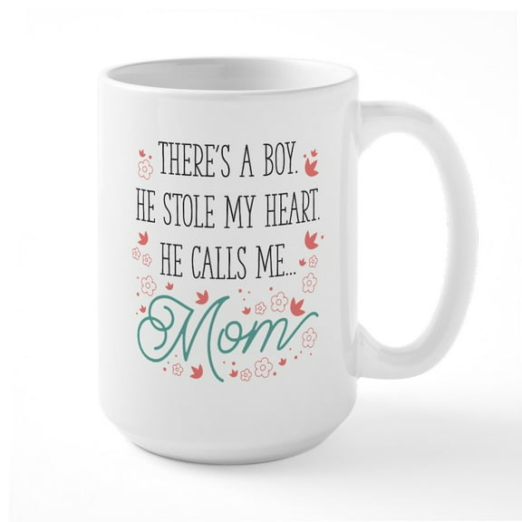 CafePress - He Calls Me Mom Large Mug - 15 oz Ceramic Large White Novelty Mug