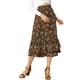 thumbnail image 1 of Faldas de gasa para mujer Inspire Chic, con cintura elástica, volantes, en capas, florales y fluidas, midi, talla XL, marrón-floral, 1 of 7
