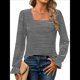thumbnail image 2 of Blusas Tipo Túnica de Larga Abullonada con Cuello Cuadrado para Mujer, Estilo Casual y Moderno para Otoño Negro M, 2 of 8