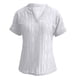 thumbnail image 5 of Camisa de punto jacquard holgada con cuello en V para mujer: manga corta, detalle de cordones, informal de verano, fácil de cuidar, 5 of 7