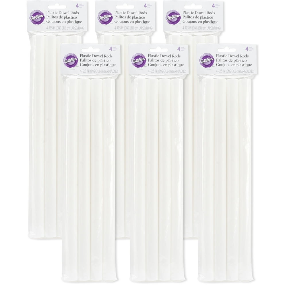 Plastic Dowel Rods 12.5" 4 Count, Multipack Of 6