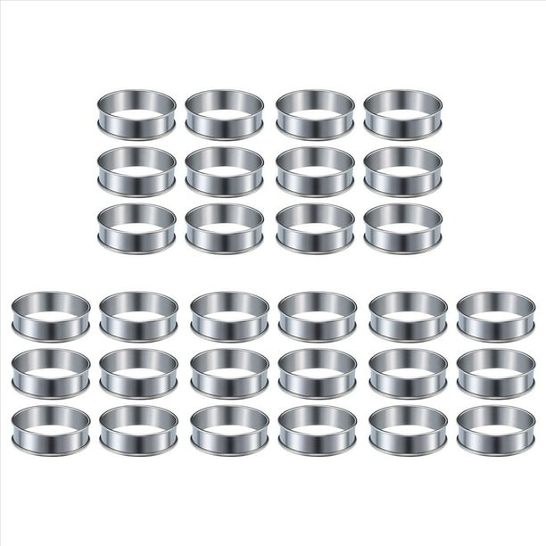 30 Piezas Anillos de Tarta de Muffin Anillo de Tarta de Doble Rollo Anillos de Muffin de Acero Inoxidable Anillo Redondo de Metal Molde para Hacer Alimentos