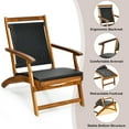 thumbnail image 4 of Costway  Patio Folding Rattan Lounge Chair Wooden Frame W/ Retractable Footrest, 4 of 8