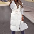 thumbnail image 4 of Gibobby Chaleco largo para mujer, Chalecos casuales para mujer, chaleco largo y suave de longitud media, chaquetas de algodón de invierno, ligeras(Beige,XG), 4 of 5
