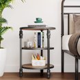 thumbnail image 1 of Round Side Table,Industrial Retro Coffee Table with Storage,Stable Metal Frame,Bedside Table,Coffee Snack Table,Suitable for Living Room Bedroom, 1 of 9