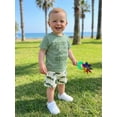 thumbnail image 4 of BemeyourBBs Toddler Boy Summer Clothes Infant Baby Boys Fishing Outfit Daddy's Fishing Buddy Letter Print Short Sleeve T Shirt and Pockets Shorts Set Toddler Baby Boys Summer 2 Piece Outfit, 4 of 9