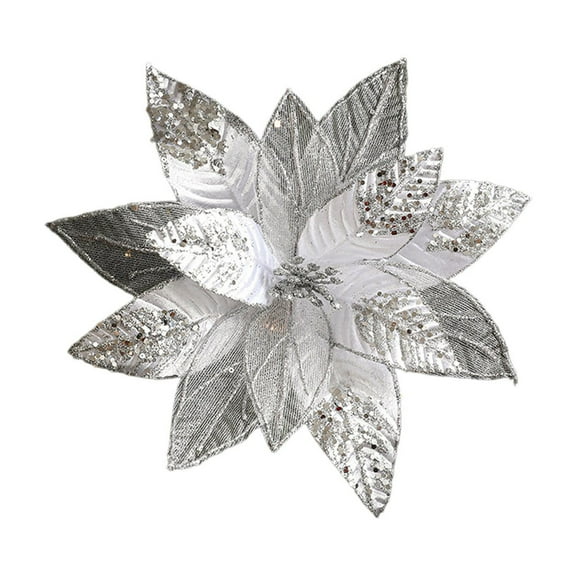 Leodye 1PCS Christmas Artificial Flowers Silk Flowers Fake Rose for DIY Christmas theme Decoration Tree Ornaments, Xmas Wreath Floral Arrangements Party-11.42 in