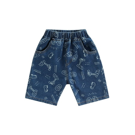

Woshilaocai Toddler Kid Boy Summer Casual Elastic Waist Denim Shorts Baby Boys High Waist Short Jeans with Pockets