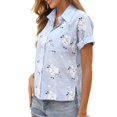thumbnail image 7 of Youyipin womens tops Button Down Shirts Short Sleeve Linen V Neck Collared Hawaiian Floral Print Casual Blouse summer tops for women, 7 of 7
