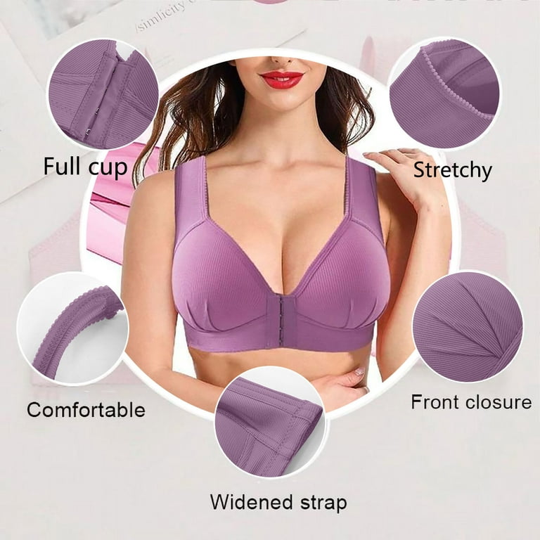 CHGBMOK Women's Plus Size Comfort Front Close Wireless Bra Push Up Seamless  Underwear
