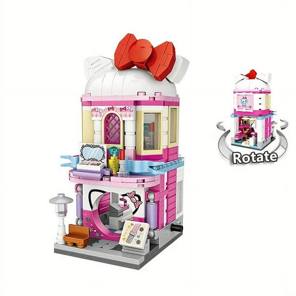 City Street Cute Cat Cosmetics Shop Store Architecture DIY Mini Building Blocks Toy For Adult Teenager, Christmas Gift
