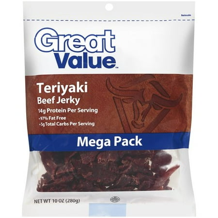Great Value Teriyaki Beef Jerky Mega Pack, 10 oz