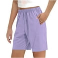 thumbnail image 6 of Mwjwdo Kids Quick Dry Workout Athletic Shorts Girls Boys Summer Lightweight Elastic Waist Casual Bermuda Shorts with Pockets Purple 14 Years, 6 of 8