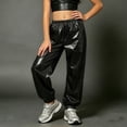 thumbnail image 5 of BLVB Girls Shiny Jogger Pants Kids Sparkly Streetwear Dance Outfits High Waist Pants 3-16 Years(Black,13-14 Years), 5 of 7