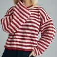 thumbnail image 7 of FDGIU Women's 2025 Winter Striped Color Block Sweater‌ - Long Sleeve Oversized Pullover, Loose Crewneck Comfy Knitted Top, 7 of 7