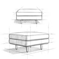 thumbnail image 3 of Morrison 33 inch Wide Mid-Century Modern Table Ottoman in Sienna Top Grain Genuine Leather, 3 of 9