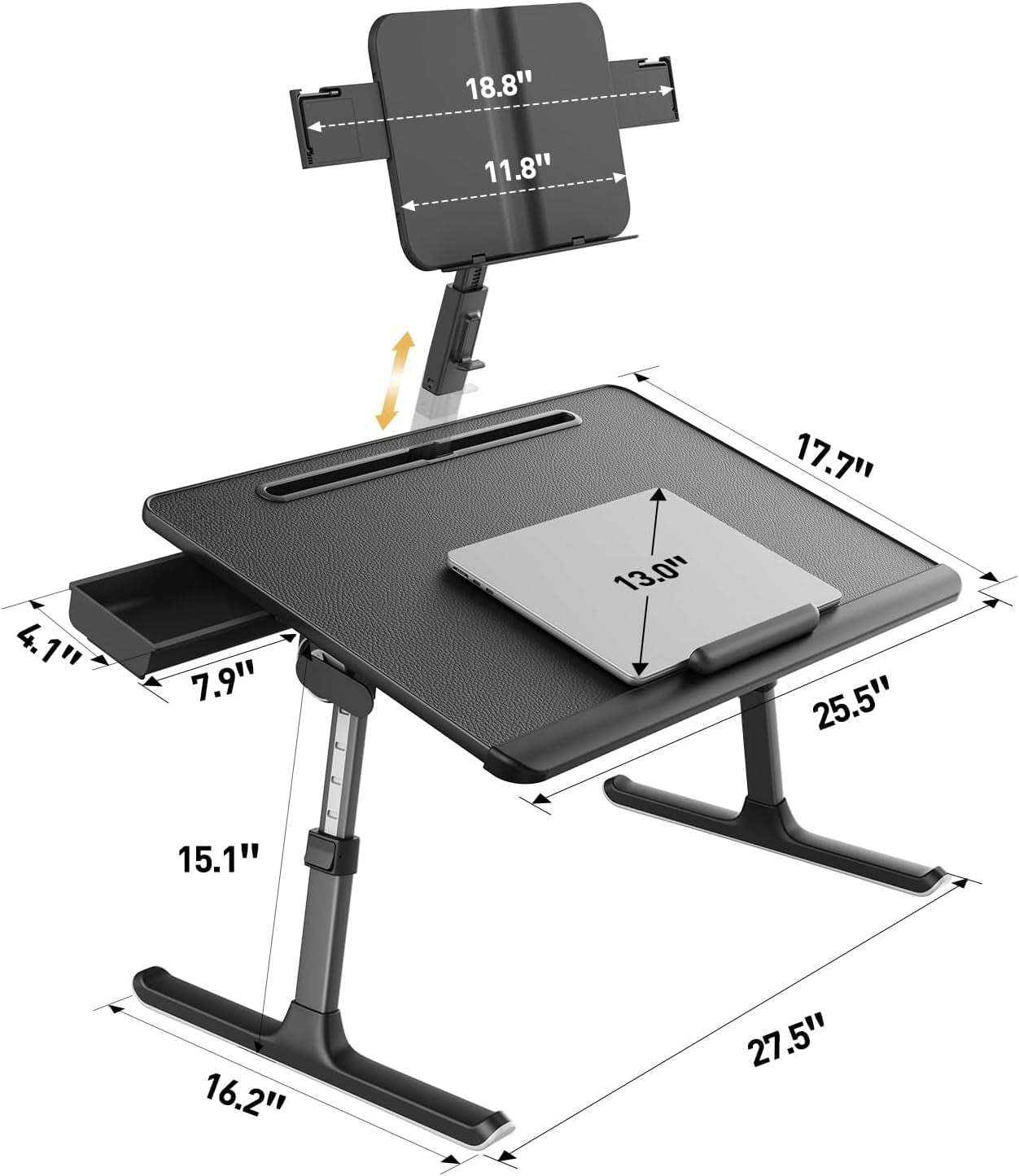 Laptop Desk Height Angle Adjustable Laptop Desk for Working, Writing, Reading, Drawing (Black)