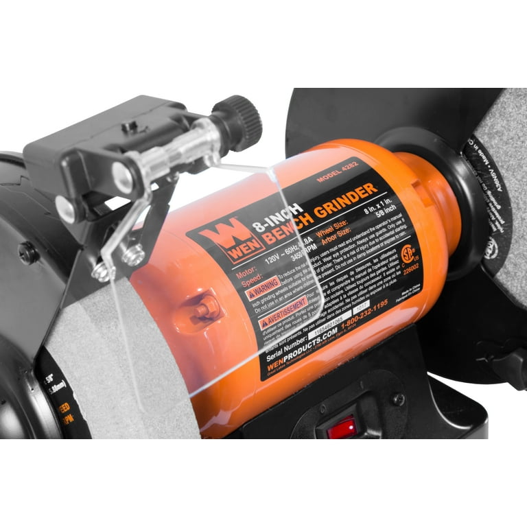WEN 4.8-Amp 8-Inch Bench Grinder with Led Work Lights and Quenching Tray, 4282 WEN 4.8-Amp 8-Inch Bench Grinder with Led Work Lights and Quenching Tray, 4282
