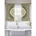 thumbnail image 6 of Green Boho Semi Sheer Curtains 54 Inch Length 2 Panels Set, Chic Traditional Antique Geometric Rustic Sheer Kitchen Curtain Privacy Voile Window Curtain for Living Room Bedroom Rod Pocket Drapes, 6 of 7