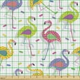 thumbnail image 2 of Ambesonne Flamingo Fabric by the Yard Upholstery, Retro Colorful Pattern, 1 Yard, Multicolor, 2 of 5