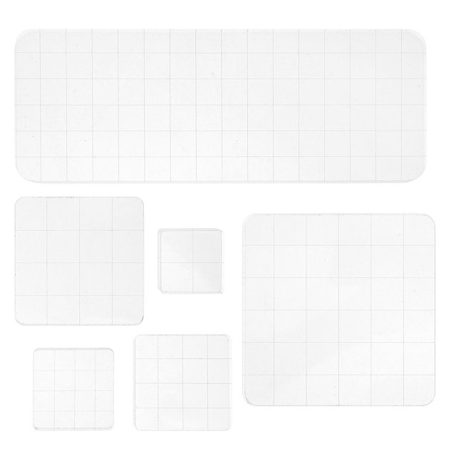 HEANUJJ 6Ud Bloques Acrílicos Rectangulares Transparentes Con Líneas Guía Para Sellos De Scrapbook
