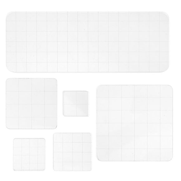 HEANUJJ 6Ud Bloques Acrílicos Rectangulares Transparentes Con Líneas Guía Para Sellos De Scrapbook