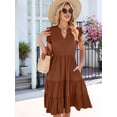 thumbnail image 6 of Women'S Summer Dress V Neck Short Sleeve Midi Sundress Flowy Tiered Beach Dresses with Pockets Caramel Color XXL, 6 of 9