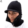 thumbnail image 4 of PULLIMORE Winter 2 In 1 Beanie Knitted Hats for Women Men Slouchy Fleece Lined Warm Skull Caps with Zipper Face Mask for Cycling Skiing Running (Gray), 4 of 9