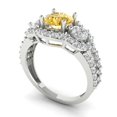 thumbnail image 2 of 2.16 ctw 3 Stone Anniversary Ring for Women | Round Cut Yellow Moissanite | Hyperallergenic Solid 14K White Gold, 2 of 5