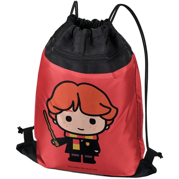 Harry Potter Ron Cute Chibi Character Drawstring Backpack Sports Bag Sackpack 17" x 13", Perfect for Gym, Yoga or Practice