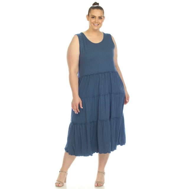 White Mark Robe Midi à Étages à Encolure Dégagée pour Femme