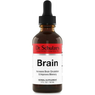 Dr.Schulze's Brain Herbal Supplements with Ginkgo Biloba for Memory and Focus, Vegan,Stimulates Circulation 2 oz.