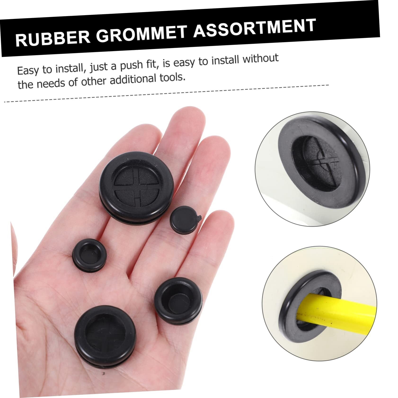 170 Pcs Guard Ring Guard Coil Cable Managment Wire Grommet Car Kit Gasket for Wiring Automotive Electrical Appliances Hole Plugs Rubber Plugs for Wiring Assorted Black