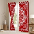 thumbnail image 3 of Manfei bohemian Flowers Curtains Pack of 2 (42x84 Each),Victorian Baroque Damask Curtains Blackout,Red White Bedroom Curtains For Girls Kids,Luxury Bedroom Decor, 3 of 6
