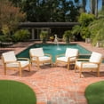 thumbnail image 3 of WIlcox Outdoor Wooden Club Chairs with Cushions, Set of 4, Teak Finish, Beige, 3 of 6