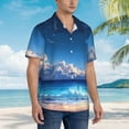 thumbnail image 2 of Lsque Starry Night Ocean View pattern Hawaiian Shirt for Men, Unisex Summer Beach Casual Short Sleeve Button Down Shirts-XX-Large, 2 of 9